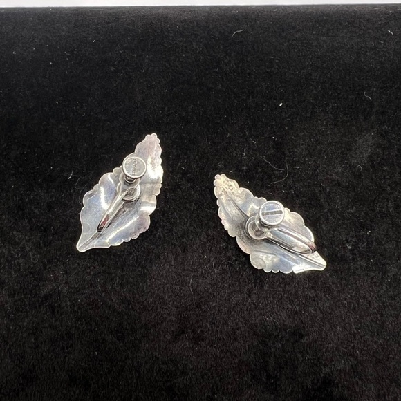 Sterling Screwback Leaf Earrings - Picture 2 of 2